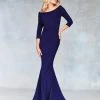 Clarisse - 3853 Asymmetrical Quarter Sleeves Mermaid Gown Formal Gowns