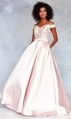 Formal Gowns Clarisse - 3866 Lace Off-Shoulder Mikado Ballgown