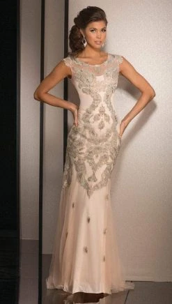 Clarisse - 4506 Scoop Applique Sheath Evening Gown