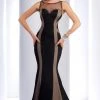 Clarisse - 4737 Fitted Sheer Striped Trumpet Gown Formal Gowns