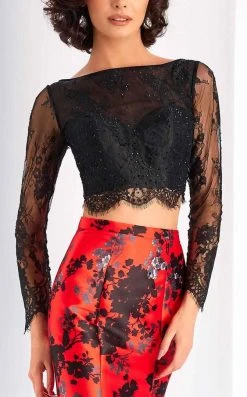 Formal Gowns Clarisse - 4808 Two Piece Long Sleeves Floral Mermaid Gown