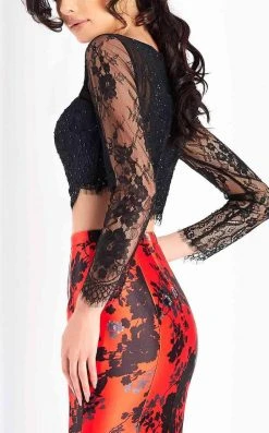 Formal Gowns Clarisse - 4808 Two Piece Long Sleeves Floral Mermaid Gown