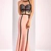 Formal Gowns Clarisse - 4815 Halter Contrast Lace Evening Gown 1 Formal Gowns Clarisse - 4815 Halter Contrast Lace Evening Gown