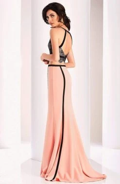 Formal Gowns Clarisse - 4815 Halter Contrast Lace Evening Gown