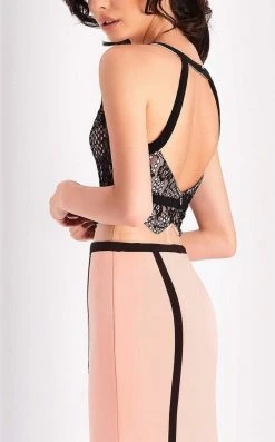 Formal Gowns Clarisse - 4815 Halter Contrast Lace Evening Gown