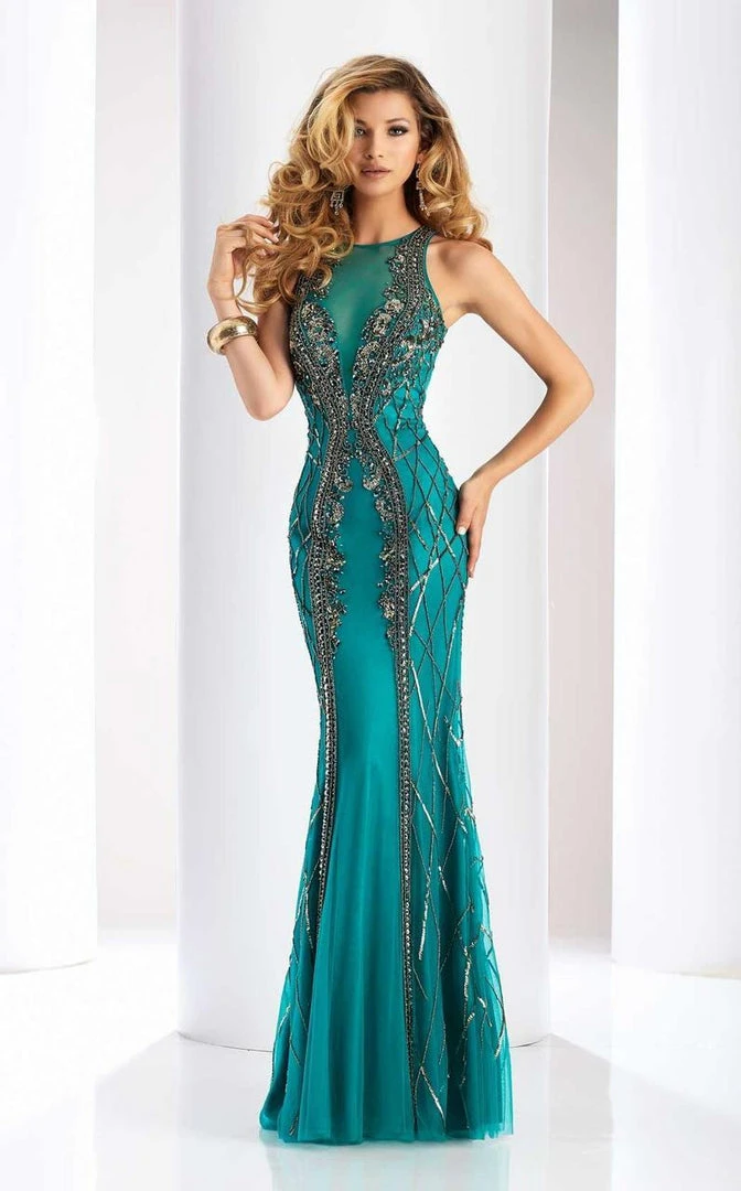 Clarisse - 4831 Illusion Jewel Beaded Gown Formal Gowns 3 Clarisse - 4831 Illusion Jewel Beaded Gown Formal Gowns