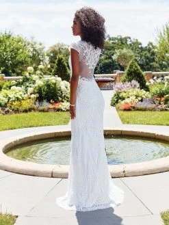 Clarisse - 4902 Embellished Sheer V-neck Sheath Dress Formal Gowns