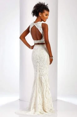 Clarisse - 4907 Two Piece Embellished Illusion Halter Dress
