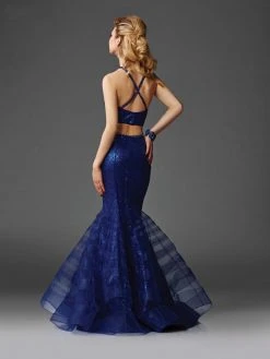 Formal Gowns Clarisse - 4928 Halter Neck Two-Piece Sequined Mermaid Gown 5 Formal Gowns Clarisse - 4928 Halter Neck Two-Piece Sequined Mermaid Gown