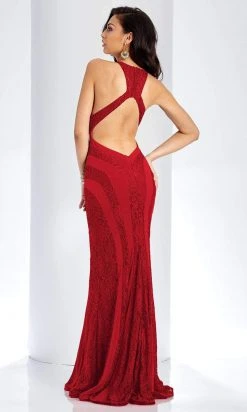 Clarisse - 4931 Embroidered Halter Sheath Dress