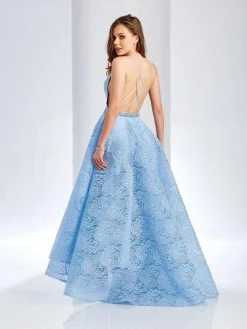 Formal Gowns Clarisse - 4936 Lace Deep V-neck High Low Dress 5 Formal Gowns Clarisse - 4936 Lace Deep V-neck High Low Dress