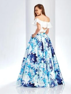 Clarisse - 4937 Off-Shoulder Two-Piece Floral Print Gown Formal Gowns 5 Clarisse - 4937 Off-Shoulder Two-Piece Floral Print Gown Formal Gowns