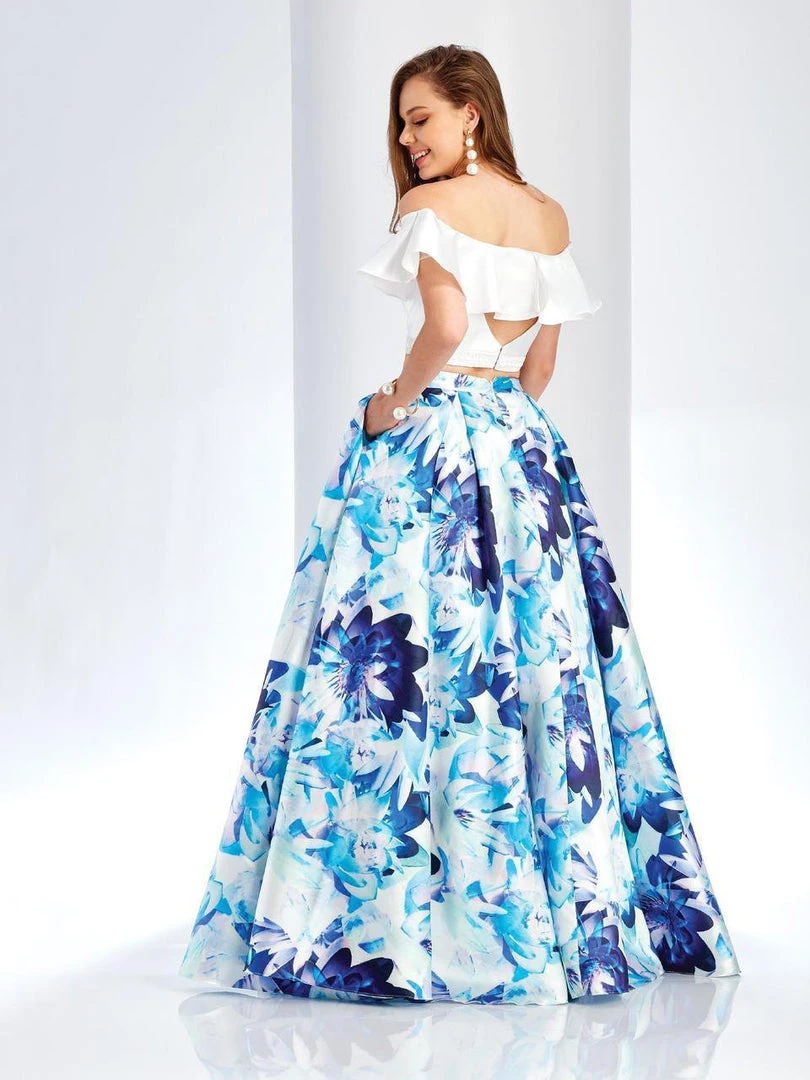 Clarisse - 4937 Off-Shoulder Two-Piece Floral Print Gown Formal Gowns 4 Clarisse - 4937 Off-Shoulder Two-Piece Floral Print Gown Formal Gowns