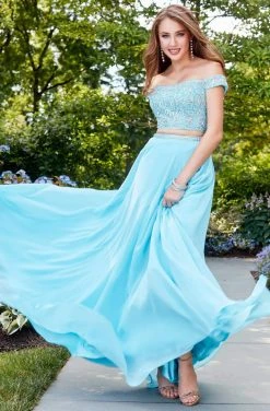 Clarisse - 4938 Off-Shoulder Two-Piece Chiffon Gown Formal Gowns