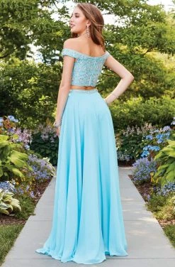 Clarisse - 4938 Off-Shoulder Two-Piece Chiffon Gown Formal Gowns