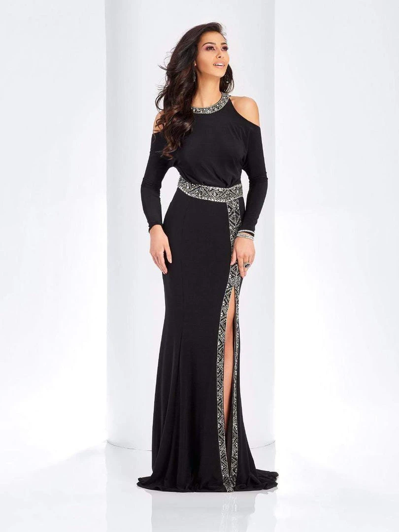 Formal Gowns Clarisse - 4946 Beaded Long Sleeves Slit Evening Gown 3 Formal Gowns Clarisse - 4946 Beaded Long Sleeves Slit Evening Gown