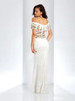 Clarisse - 4954 Embroidered Floral Off-Shoulder Gown Formal Gowns 5 Clarisse - 4954 Embroidered Floral Off-Shoulder Gown Formal Gowns