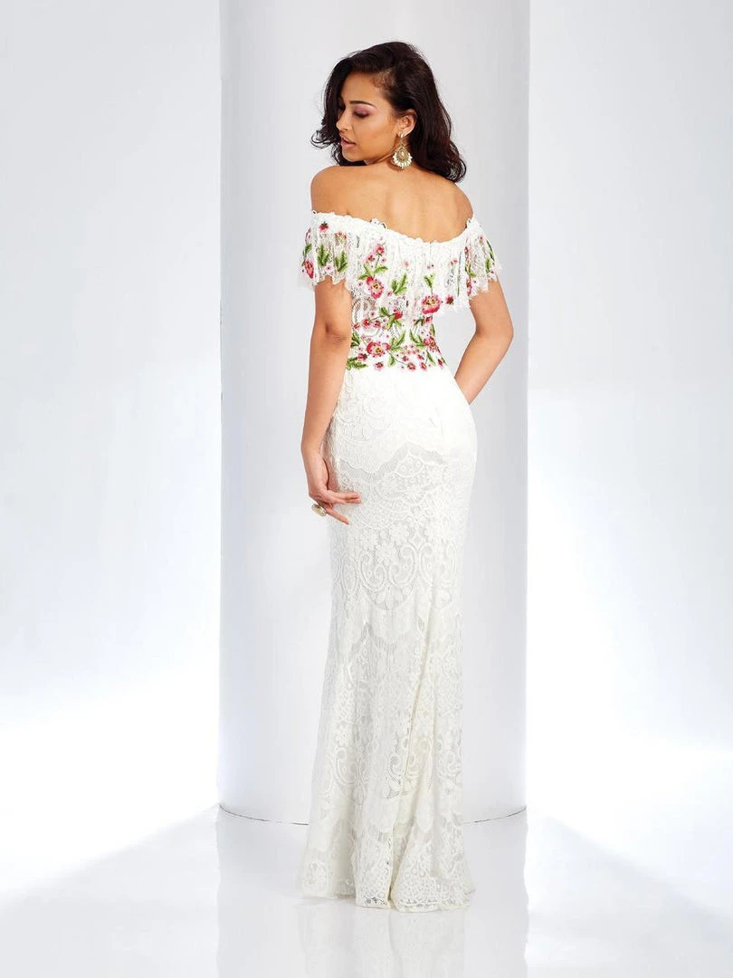 Clarisse - 4954 Embroidered Floral Off-Shoulder Gown Formal Gowns 4 Clarisse - 4954 Embroidered Floral Off-Shoulder Gown Formal Gowns