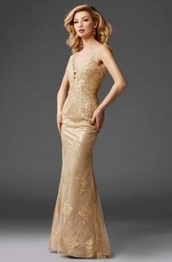 Clarisse - 4961 Embellished Deep V-neck Sheath Dress Formal Gowns