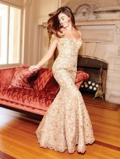 Clarisse - 5052 Embroidered Plunging Off-Shoulder Mermaid Dress Formal Gowns