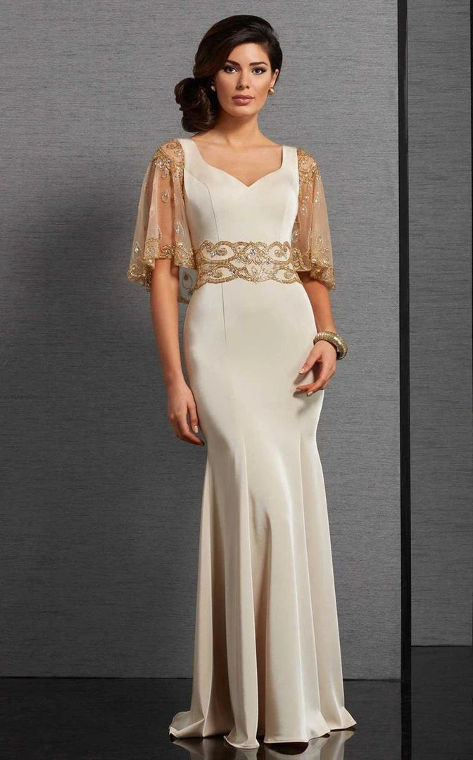 Formal Gowns Clarisse - 6302 Fitted Capelet Evening Gown 3 Formal Gowns Clarisse - 6302 Fitted Capelet Evening Gown