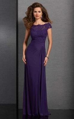 Formal Gowns Clarisse - 6318 Bateau Lace Ruched Evening Gown