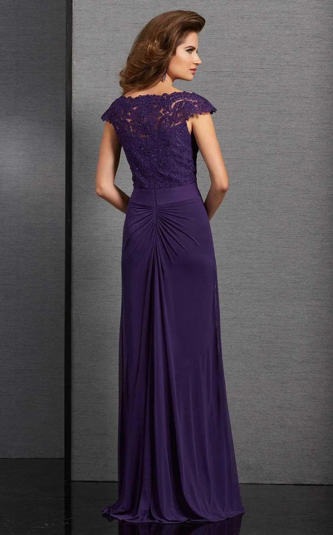 Formal Gowns Clarisse - 6318 Bateau Lace Ruched Evening Gown 4 Formal Gowns Clarisse - 6318 Bateau Lace Ruched Evening Gown
