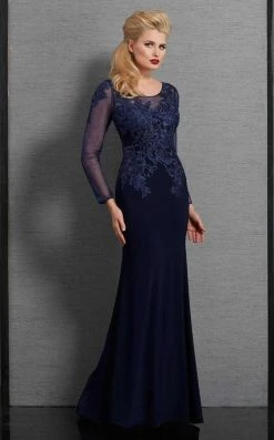 Clarisse - 6333 Beaded Lace Long Sleeves Evening Gown Formal Gowns