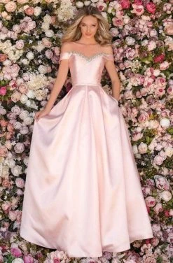 Clarisse - 8057 Off Shoulder Sweetheart Neck Long Gown - 1 Pc Powder Blue In Size 4 Available Formal Gowns