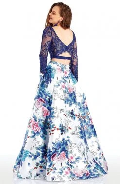 Formal Gowns Clarisse Couture - 4977 Two-Piece Lace And Floral Print Evening Dress