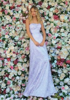 Formal Gowns Clarisse - Floral Sequined Strapless Gown 810273 - 1 Pc Lilac In Size 14 Available
