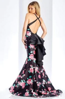 Formal Gowns Clarisse Prom - 3421 Halter Floral Mikado Mermaid Gown