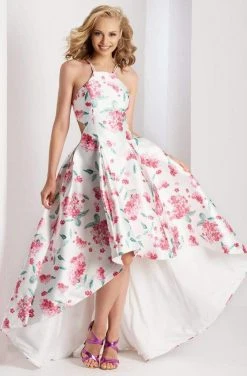 Clarisse Prom - 3564 Halter Floral High Low Prom Dress Formal Gowns
