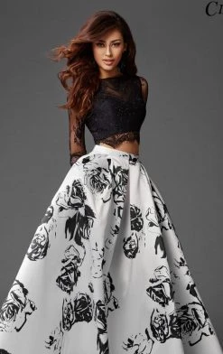 Formal Gowns Clarisse Prom - 3579 Long Sleeve Lace And Floral Evening Gown