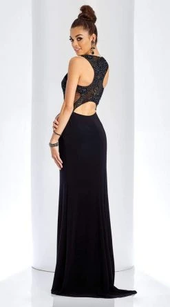Clarisse - Sleeveless Iridescent Lace Detail Evening Gown 3498 - 1 Pc Black In Size 6 Available Formal Gowns 5 Clarisse - Sleeveless Iridescent Lace Detail Evening Gown 3498 - 1 Pc Black In Size 6 Available Formal Gowns