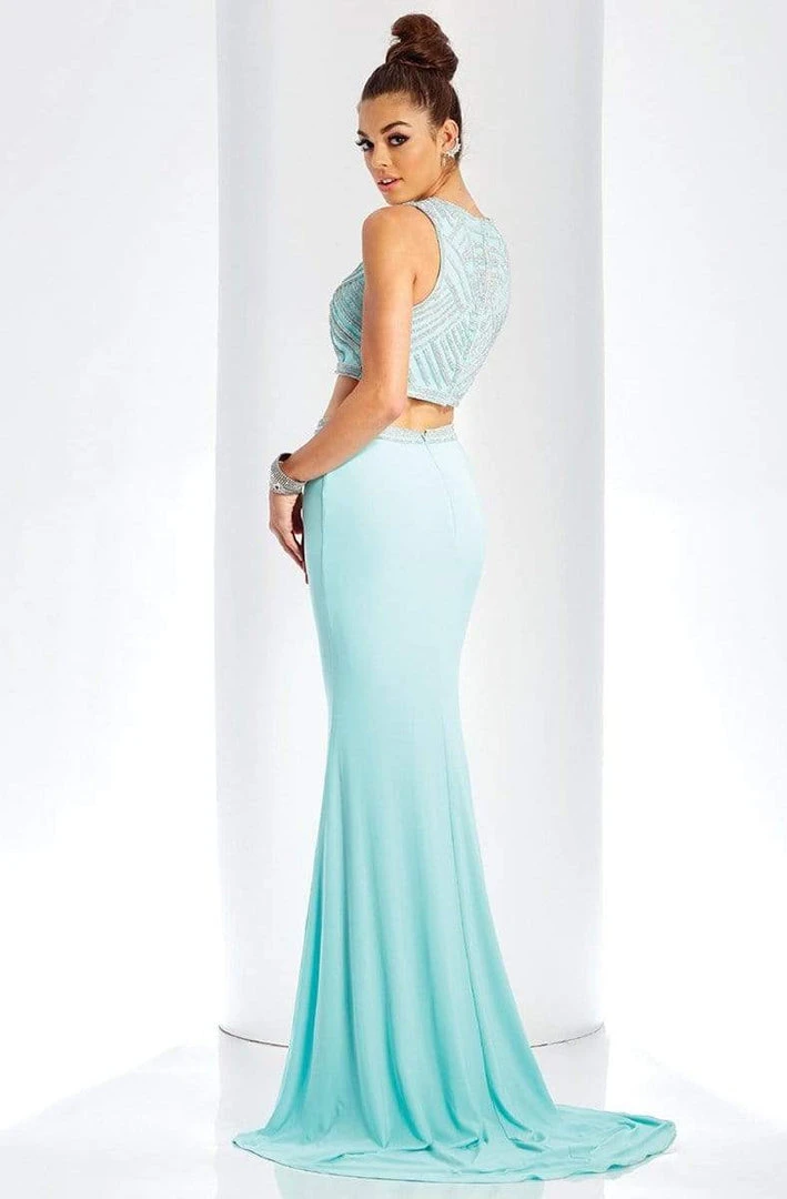 Formal Gowns Clarisse - Two-Piece Crystal Embellished Crop Top Long Sheath Gown 3438 - 1 Pc Seafoam In Size 2 Available 4 Formal Gowns Clarisse - Two-Piece Crystal Embellished Crop Top Long Sheath Gown 3438 - 1 Pc Seafoam In Size 2 Available
