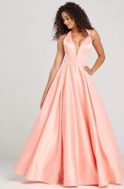 Colette For Mon Cheri - CL12026 Bow Accent Cutout Back Matte Satin Gown Formal Gowns