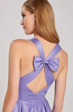 Colette For Mon Cheri - CL12026 Bow Accent Cutout Back Matte Satin Gown Formal Gowns