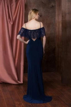 Colors Dress - 1753 Sheer Lace Paneled Off Shoulder Sheath Dress - 1 Pc Wine In Size 18 Available