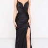 Colors Dress - 2032 Fitted Plunging Dress With Slit Formal Gowns