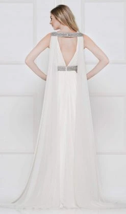 Colors Dress - 2083 Ruched Plunging Caped Evening Gown Formal Gowns 5 Colors Dress - 2083 Ruched Plunging Caped Evening Gown Formal Gowns