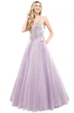 Formal Gowns Colors Dress - 2264 Plunging Crystal Motif Glitter Gown