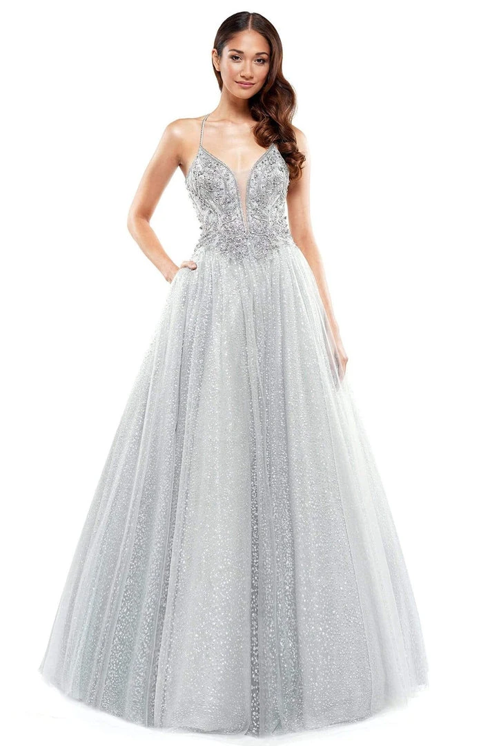 Formal Gowns Colors Dress - 2264 Plunging Crystal Motif Glitter Gown 5 Formal Gowns Colors Dress - 2264 Plunging Crystal Motif Glitter Gown