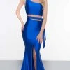 Colors Dress - Asymmetrical Exposed Midriff High Slit Gown 2137 - 2 Pc Royal In Size 2 And 4 Available 2 Colors Dress - Asymmetrical Exposed Midriff High Slit Gown 2137 - 2 Pc Royal In Size 2 And 4 Available