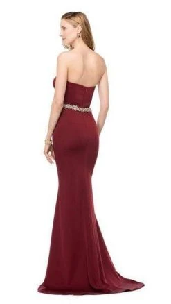 Colors Dress - Jewel Adorned Long Sheath Gown 1541 - 1 Pc Royal In Size 6 And 1 Pc Wine In Size 6 Available Formal Gowns