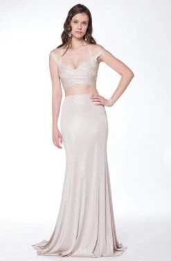 Colors Dress - Two Piece Bandage Long Dress 1732 - 2 Pcs Champagne In Size 0 Available Formal Gowns