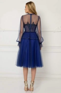 Cristallini - Knee Length Sequin Appliqued High Neck Dress SKA1026 - 1 Pc Royal Blue In Size 3XL Available Cocktail Dresses 8 Cristallini - Knee Length Sequin Appliqued High Neck Dress SKA1026 - 1 Pc Royal Blue In Size 3XL Available Cocktail Dresses