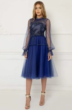 Cristallini - Knee Length Sequin Appliqued High Neck Dress SKA1026 - 1 Pc Royal Blue In Size 3XL Available Cocktail Dresses 9 Cristallini - Knee Length Sequin Appliqued High Neck Dress SKA1026 - 1 Pc Royal Blue In Size 3XL Available Cocktail Dresses