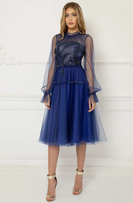 Cristallini - Knee Length Sequin Appliqued High Neck Dress SKA1026 - 1 Pc Royal Blue In Size 3XL Available Cocktail Dresses 5 Cristallini - Knee Length Sequin Appliqued High Neck Dress SKA1026 - 1 Pc Royal Blue In Size 3XL Available Cocktail Dresses