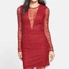 Cynthia Rowley - 771075 Illusion Plunging Lace Sheath Short Dress Cocktail Dresses